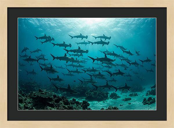 Hammerhead Sharks In Formation