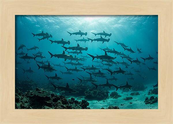 Hammerhead Sharks In Formation