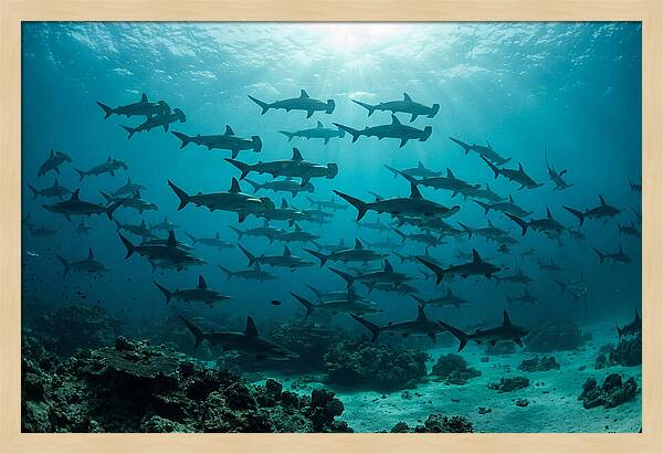 Hammerhead Sharks In Formation