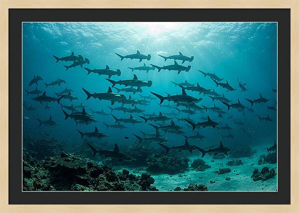 Hammerhead Sharks In Formation