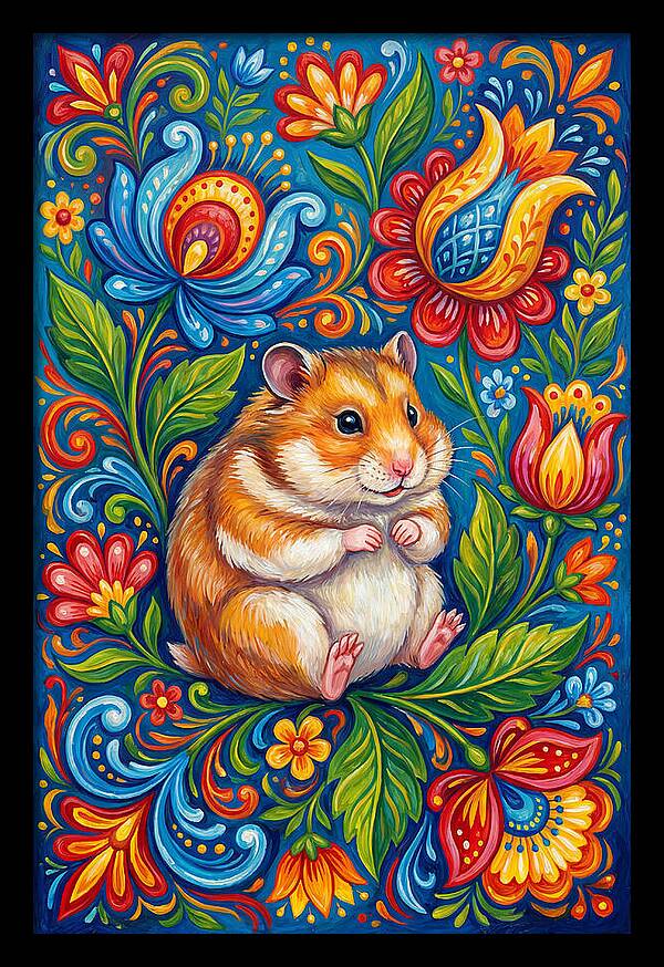 Hamster Surrounded By Blooms