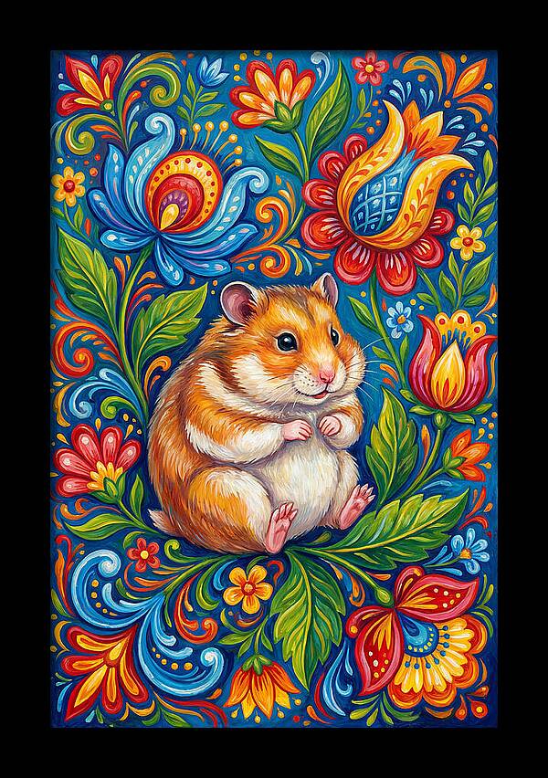 Hamster Surrounded By Blooms