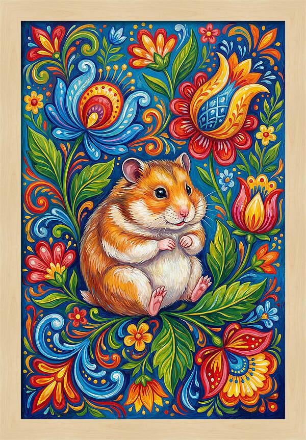 Hamster Surrounded By Blooms