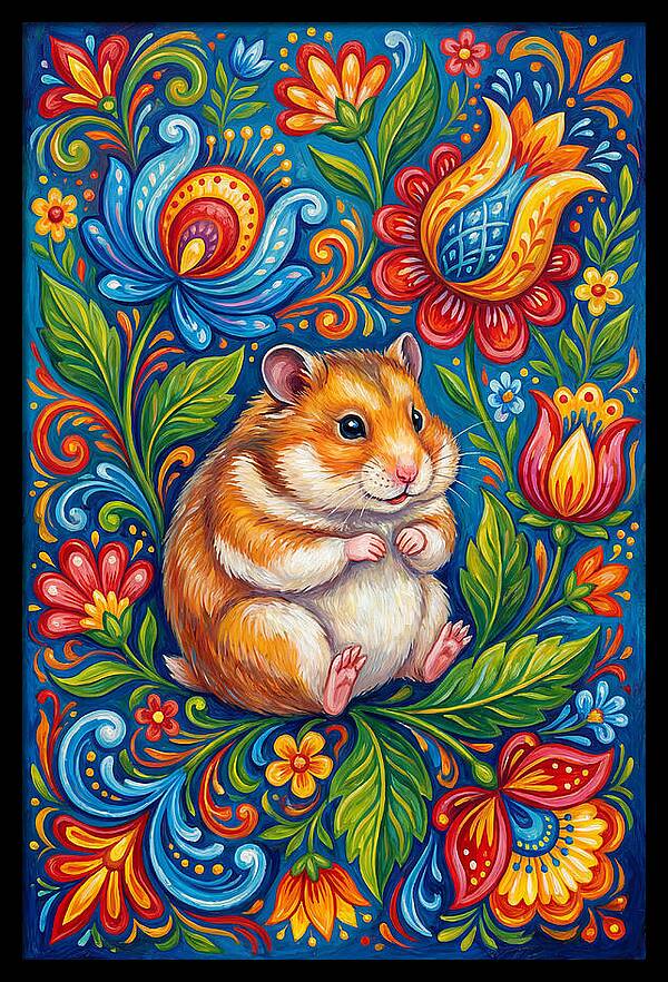 Hamster Surrounded By Blooms