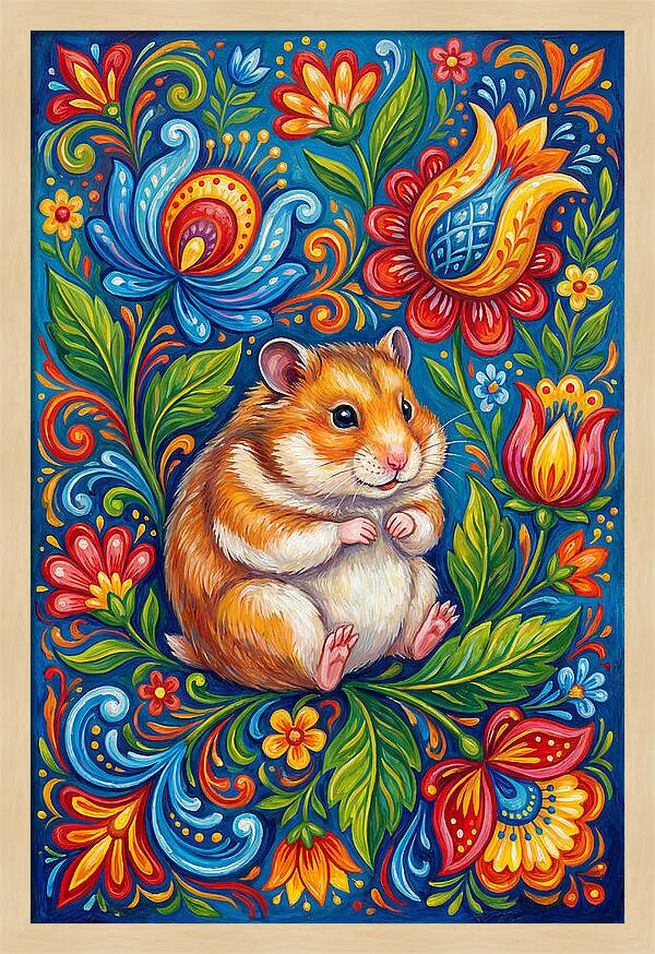 Hamster Surrounded By Blooms
