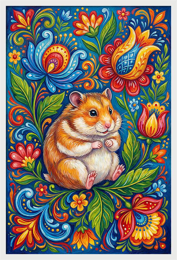 Hamster Surrounded By Blooms