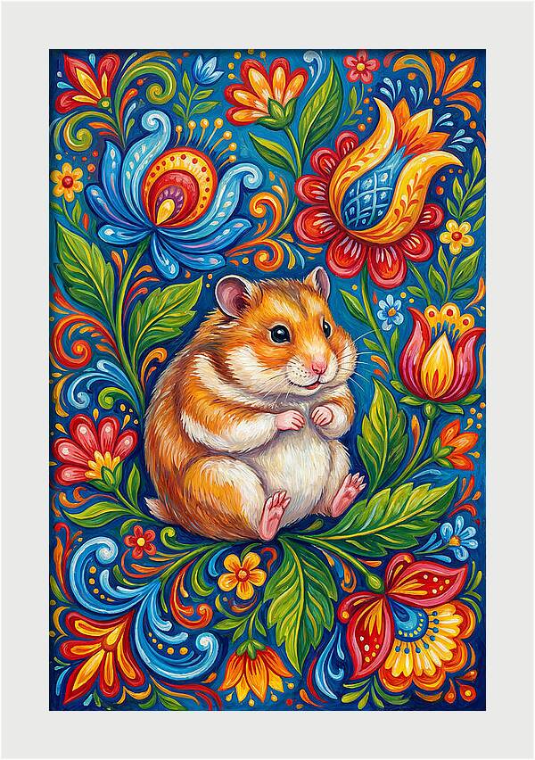 Hamster Surrounded By Blooms
