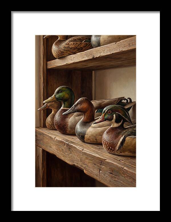 Hand Carved Decoy Ducks Display
