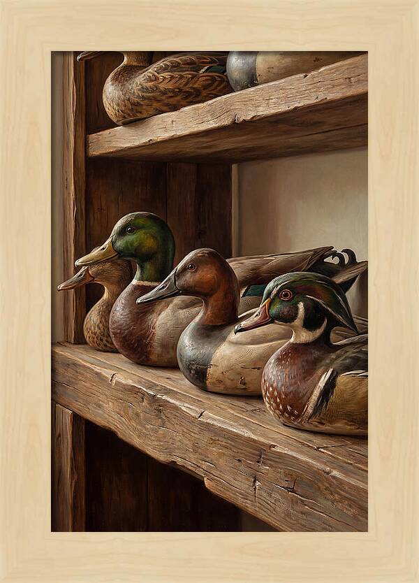 Hand Carved Decoy Ducks Display