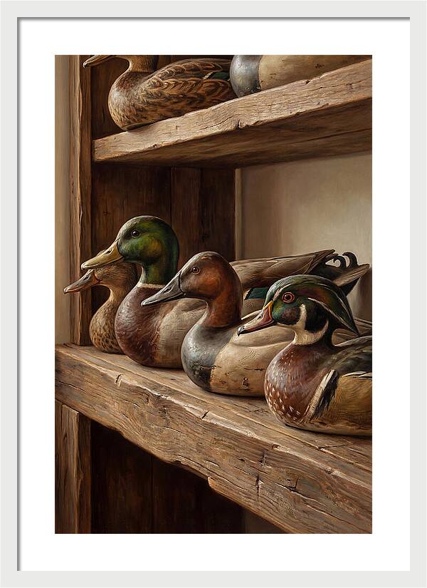 Hand Carved Decoy Ducks Display