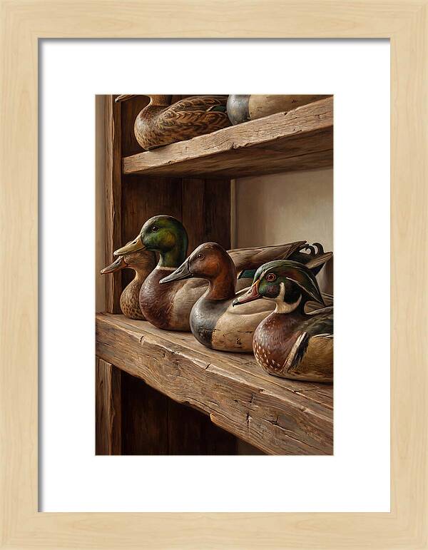 Hand Carved Decoy Ducks Display