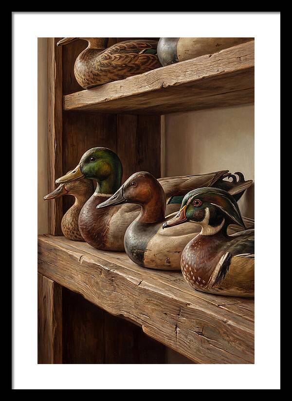 Hand Carved Decoy Ducks Display