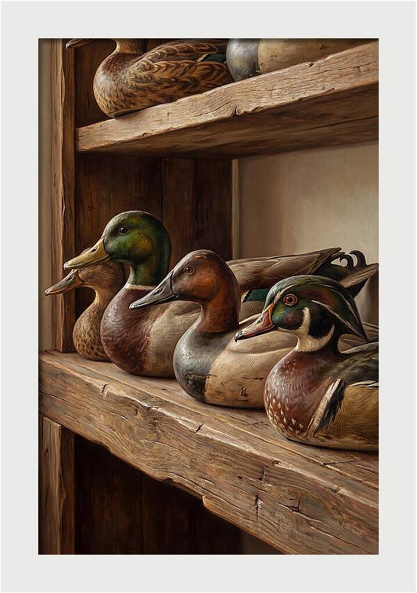 Hand Carved Decoy Ducks Display