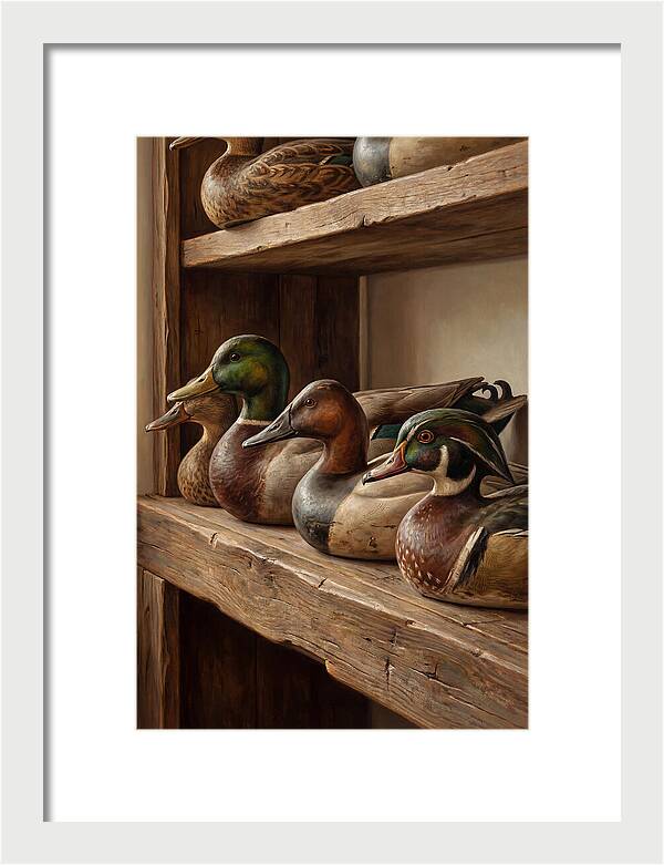 Hand Carved Decoy Ducks Display