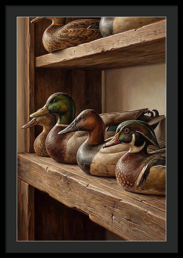 Hand Carved Decoy Ducks Display