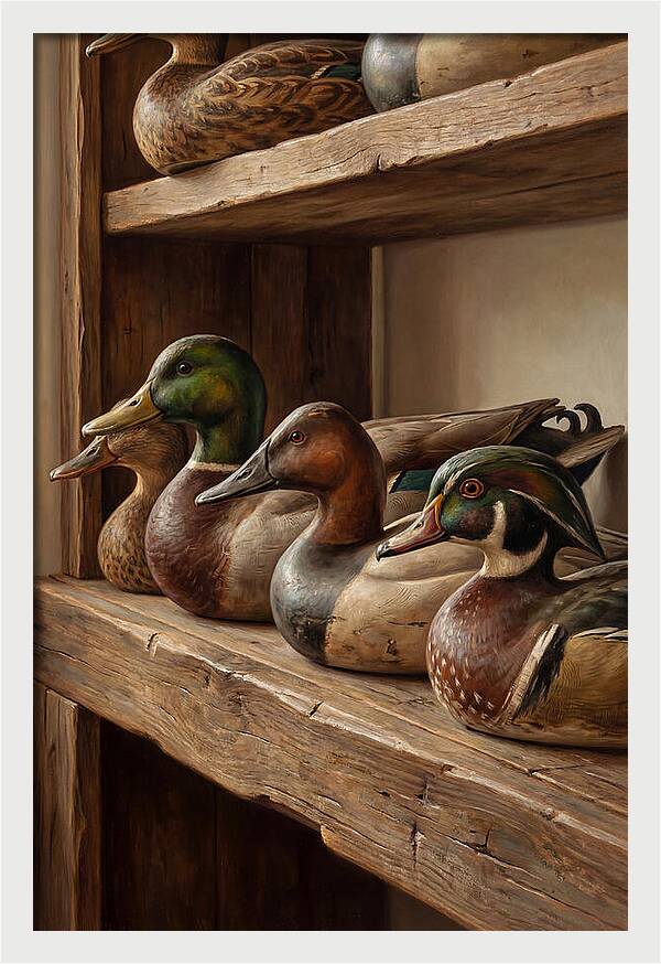 Hand Carved Decoy Ducks Display