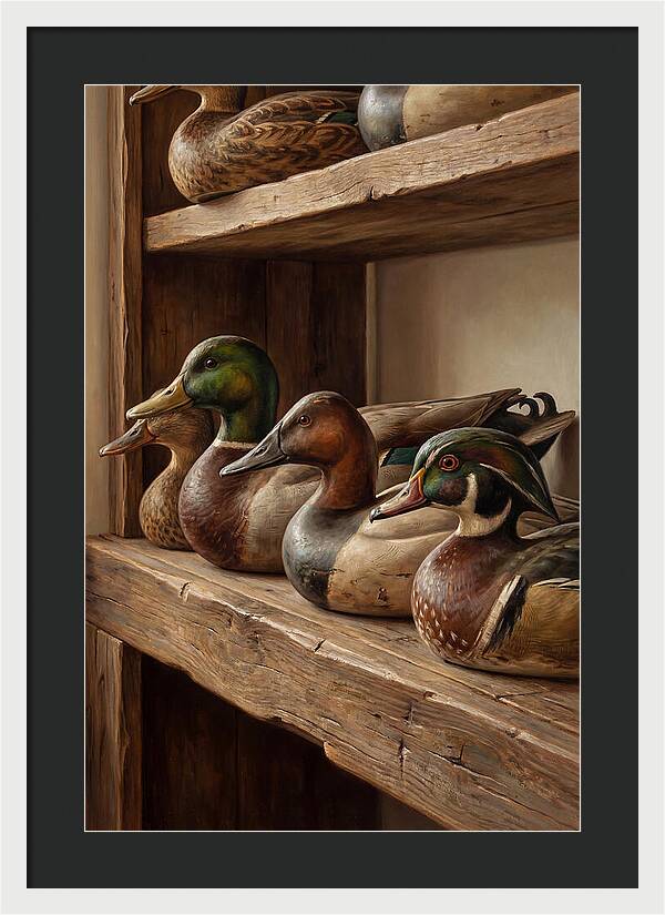 Hand Carved Decoy Ducks Display