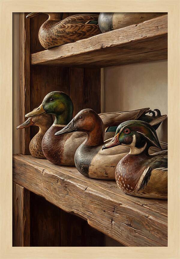 Hand Carved Decoy Ducks Display