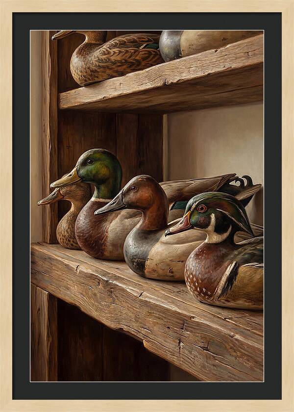 Hand Carved Decoy Ducks Display