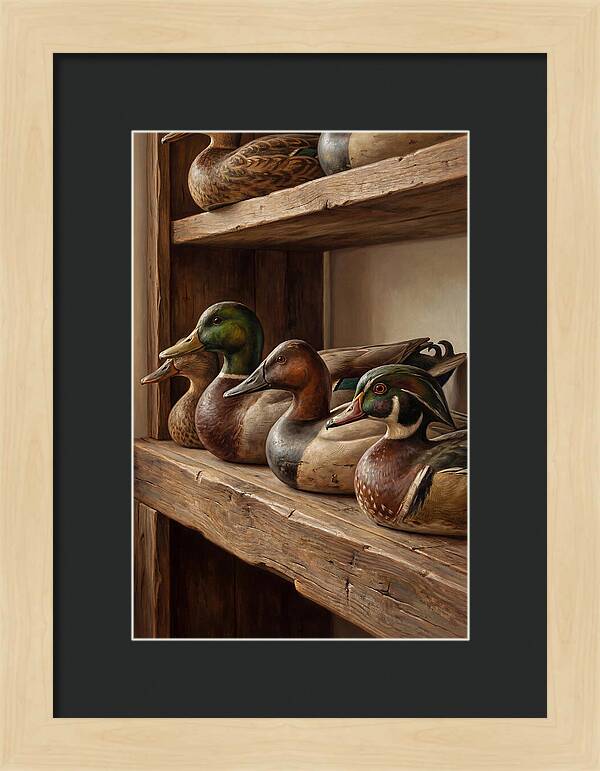 Hand Carved Decoy Ducks Display