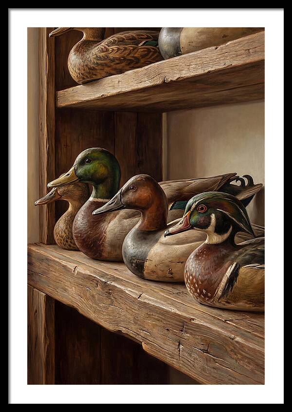 Hand Carved Decoy Ducks Display