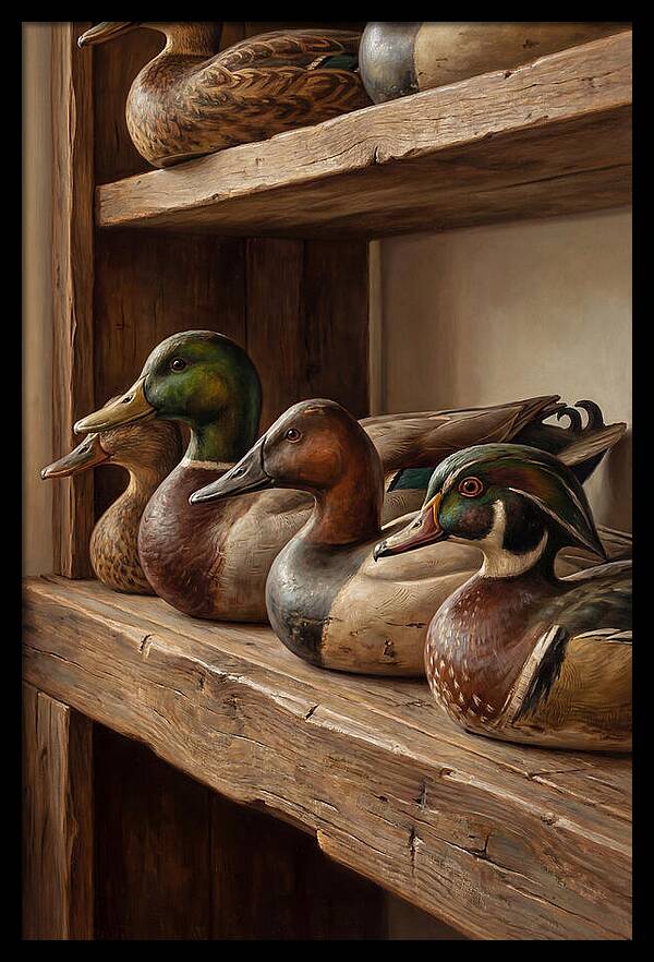 Hand Carved Decoy Ducks Display