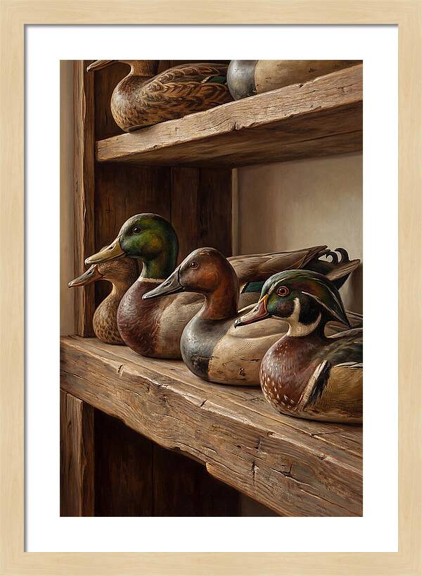 Hand Carved Decoy Ducks Display