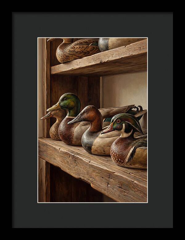 Hand Carved Decoy Ducks Display