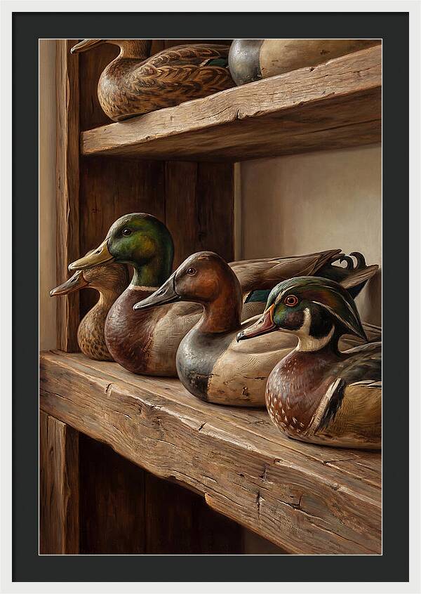 Hand Carved Decoy Ducks Display