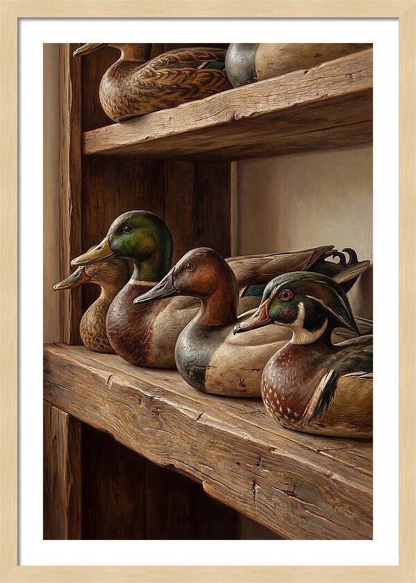 Hand Carved Decoy Ducks Display
