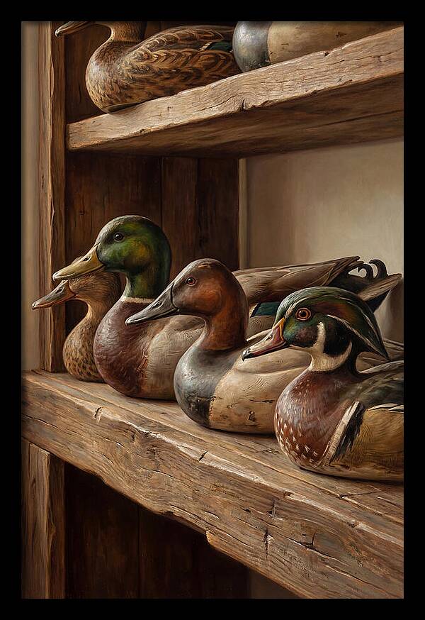 Hand Carved Decoy Ducks Display