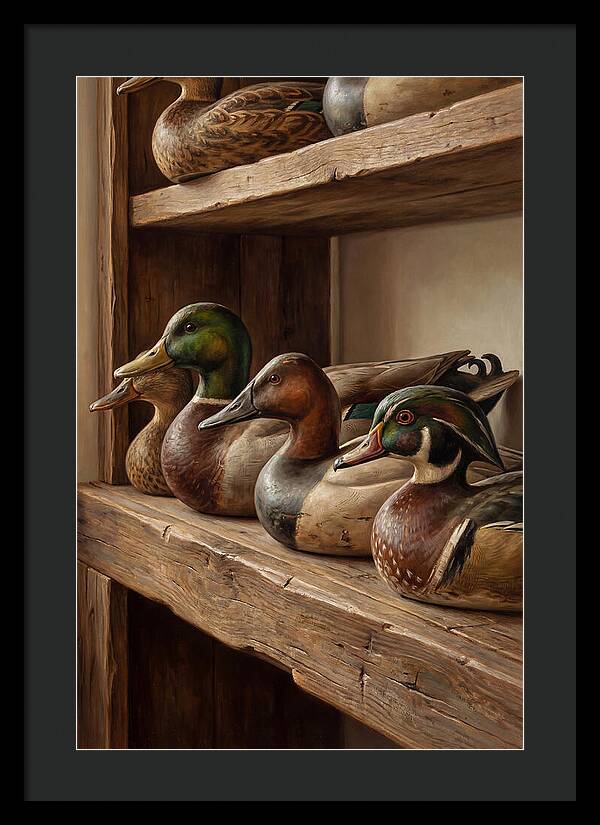 Hand Carved Decoy Ducks Display