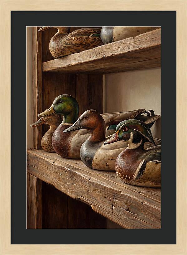 Hand Carved Decoy Ducks Display