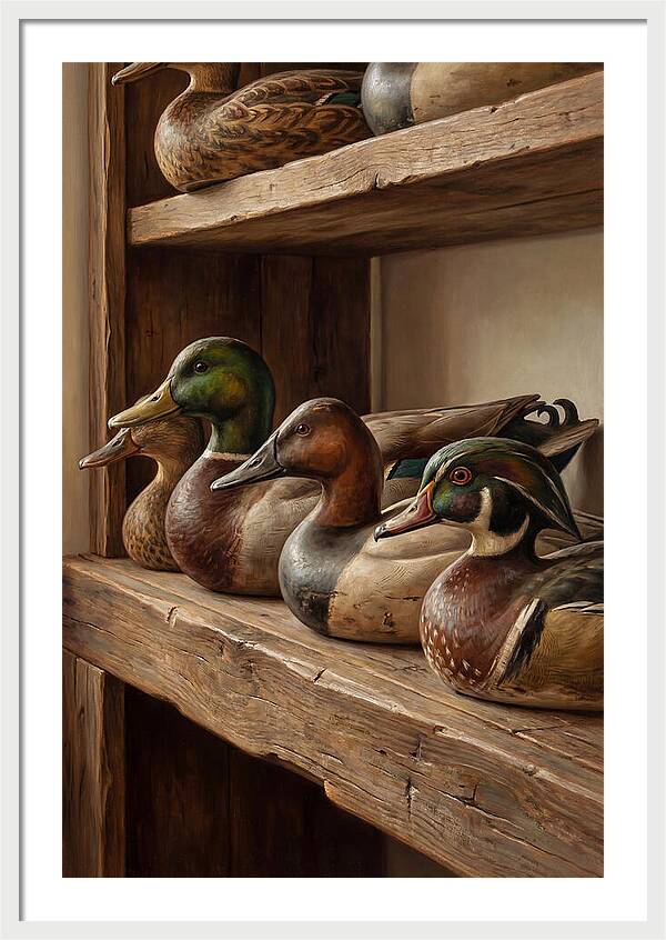 Hand Carved Decoy Ducks Display