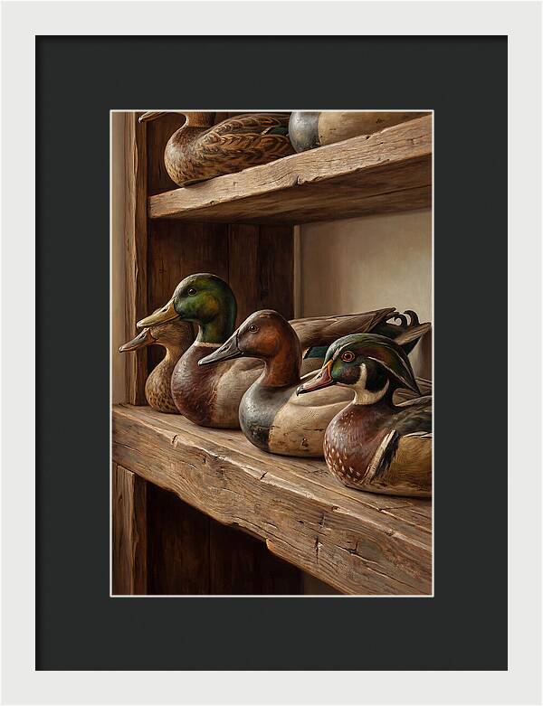 Hand Carved Decoy Ducks Display