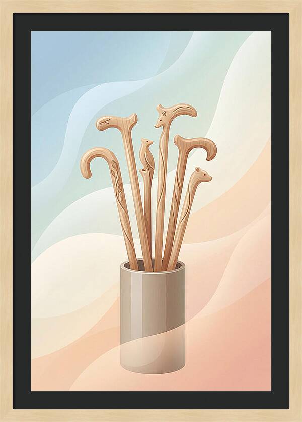 Hand Carved Wooden Sticks