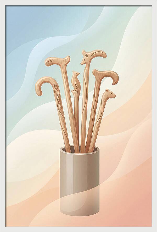 Hand Carved Wooden Sticks