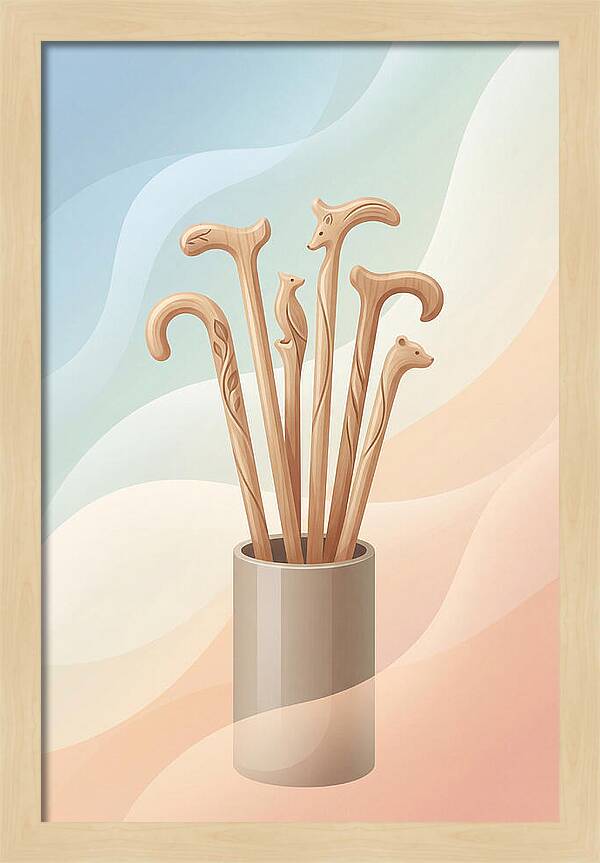 Hand Carved Wooden Sticks