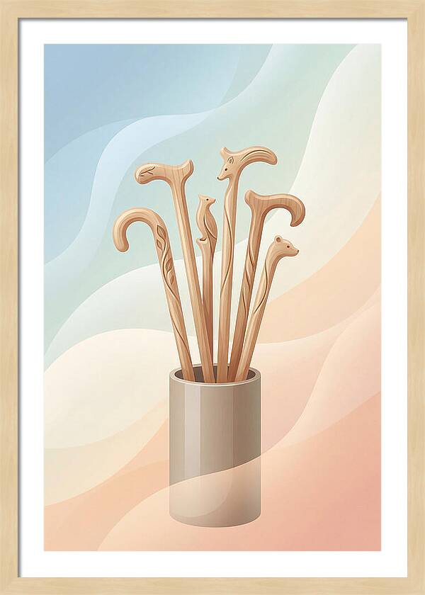 Hand Carved Wooden Sticks