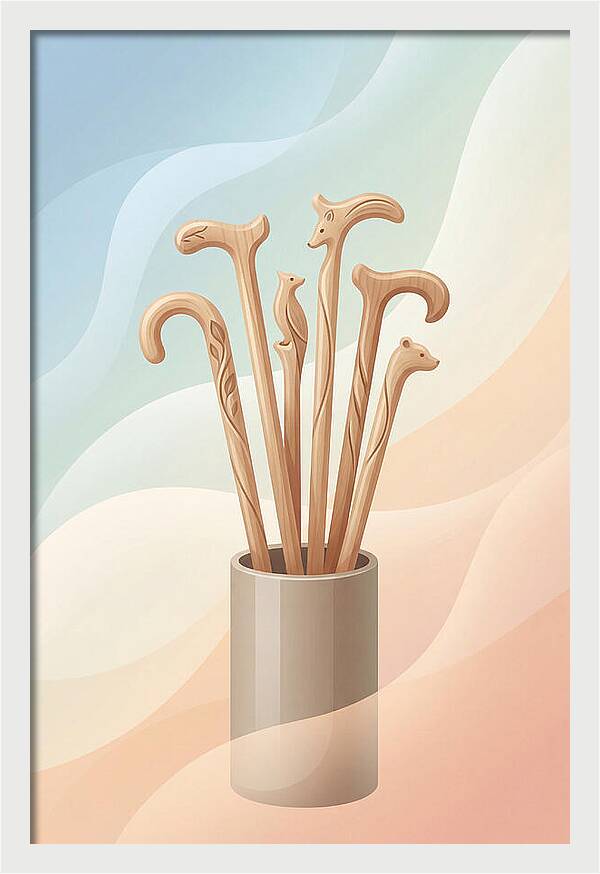Hand Carved Wooden Sticks