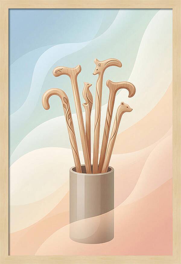 Hand Carved Wooden Sticks