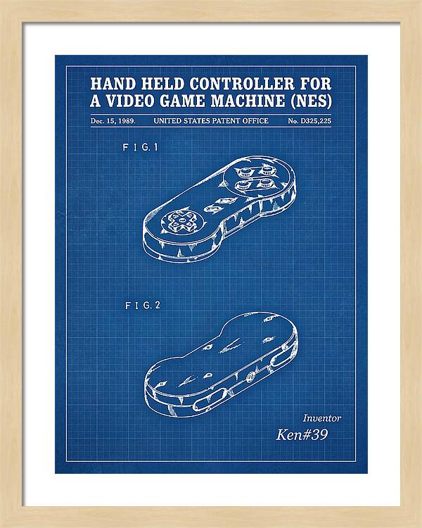 Hand Held Controller For A Video Game Machine Snes Blueprint Patent Usd325225s