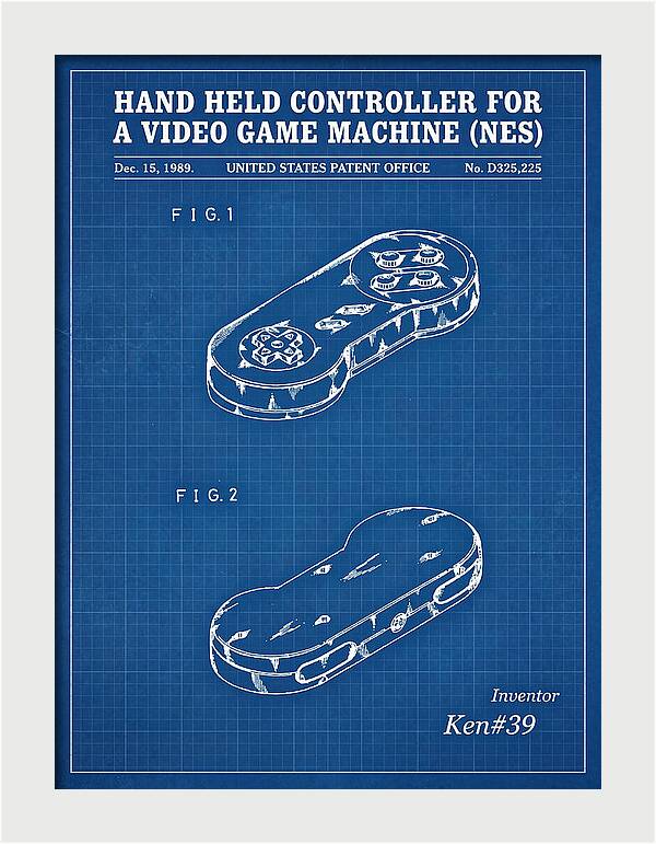 Hand Held Controller For A Video Game Machine Snes Blueprint Patent Usd325225s
