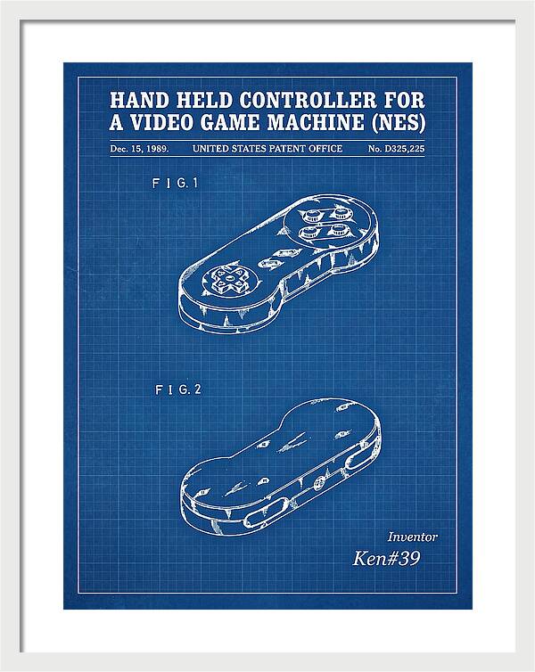 Hand Held Controller For A Video Game Machine Snes Blueprint Patent Usd325225s