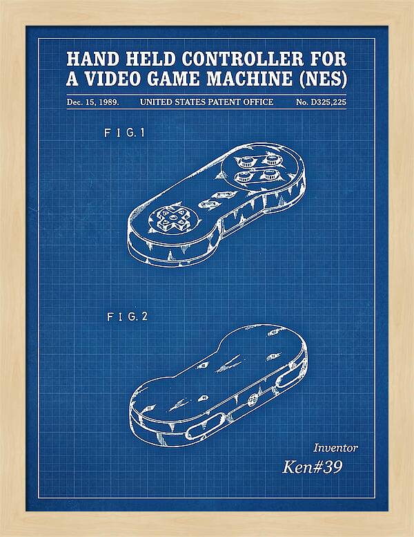 Hand Held Controller For A Video Game Machine Snes Blueprint Patent Usd325225s