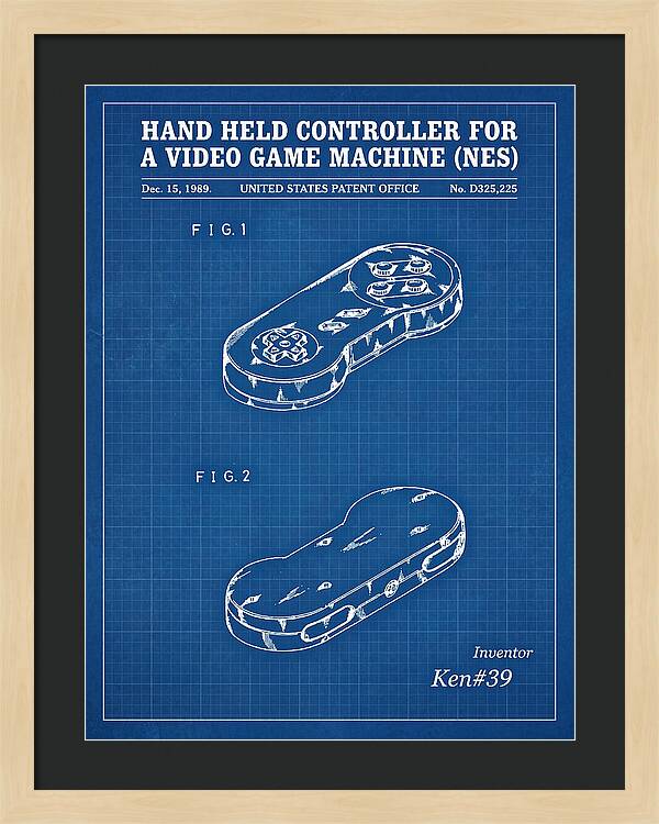 Hand Held Controller For A Video Game Machine Snes Blueprint Patent Usd325225s