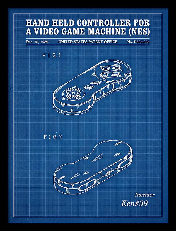 Hand Held Controller For A Video Game Machine Snes Blueprint Patent Usd325225s