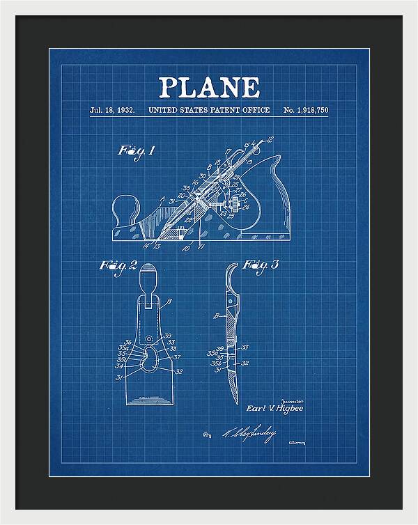 Hand Plane Blueprint Patent Us1918750a