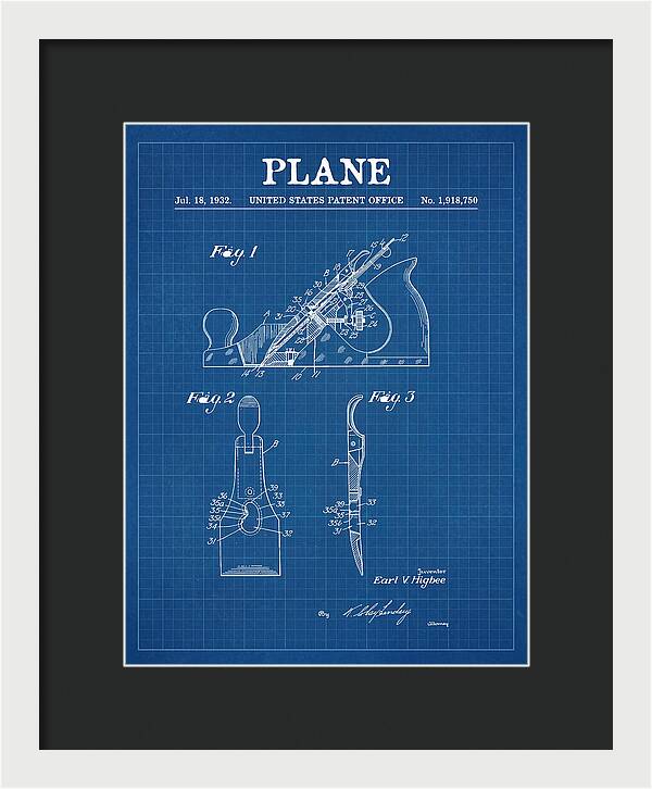 Hand Plane Blueprint Patent Us1918750a