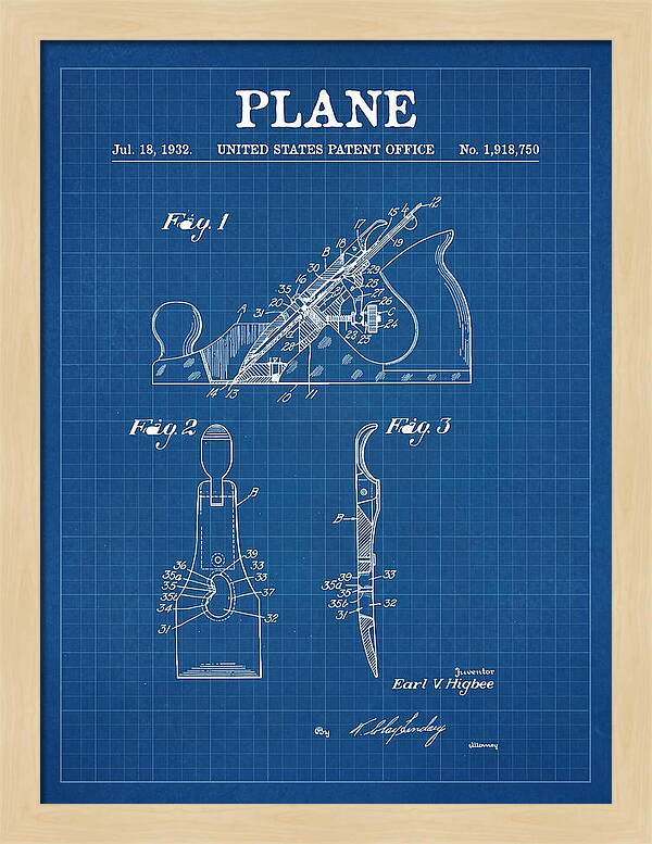 Hand Plane Blueprint Patent Us1918750a